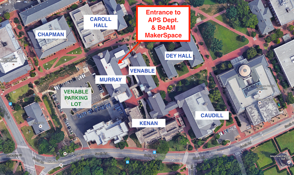 Map showing Murray Hall and the entrance to Applied Physical Sciences